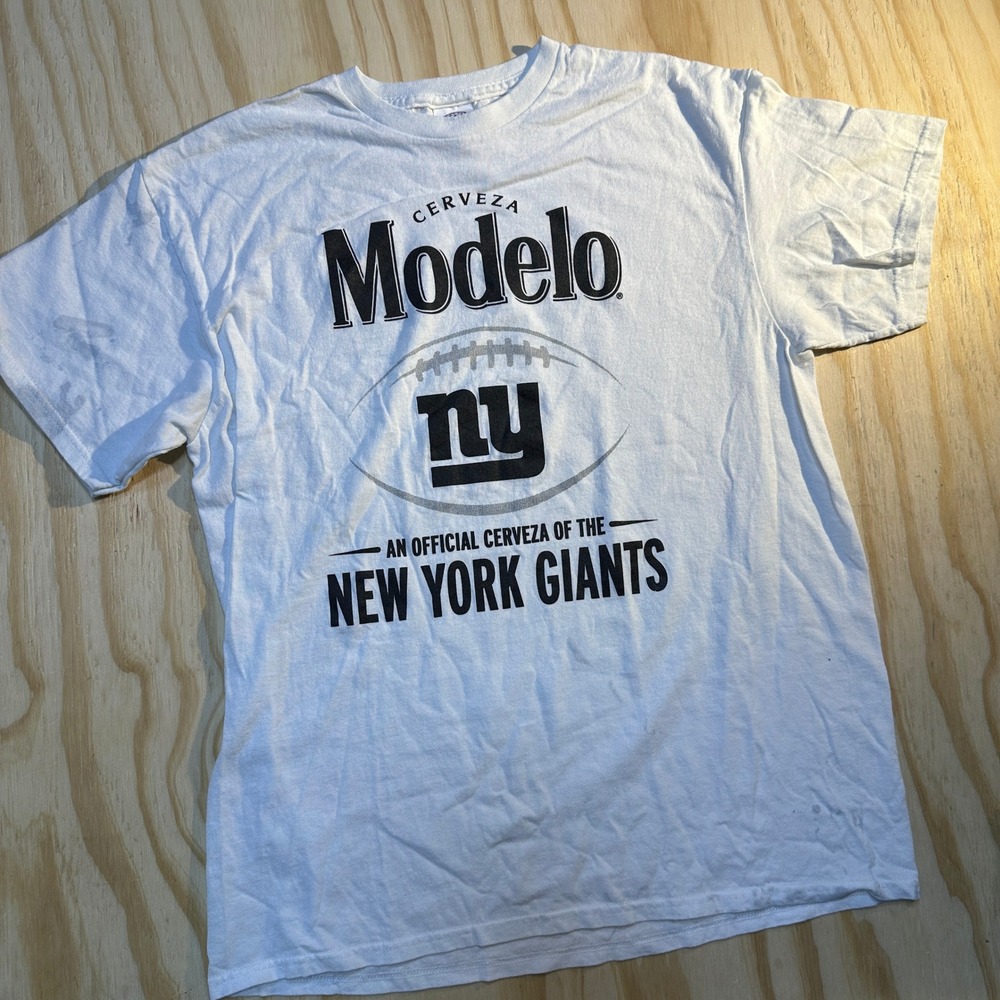 Delta Pro Weight New York Giants Modelo Beer Graphic T-Shirt White Mens Large